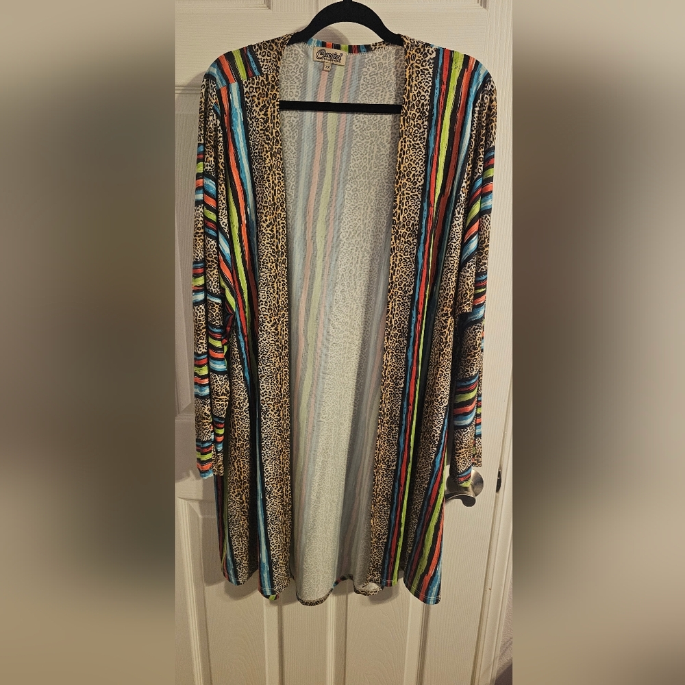 Chic Multicolor Striped Women's Cardigan